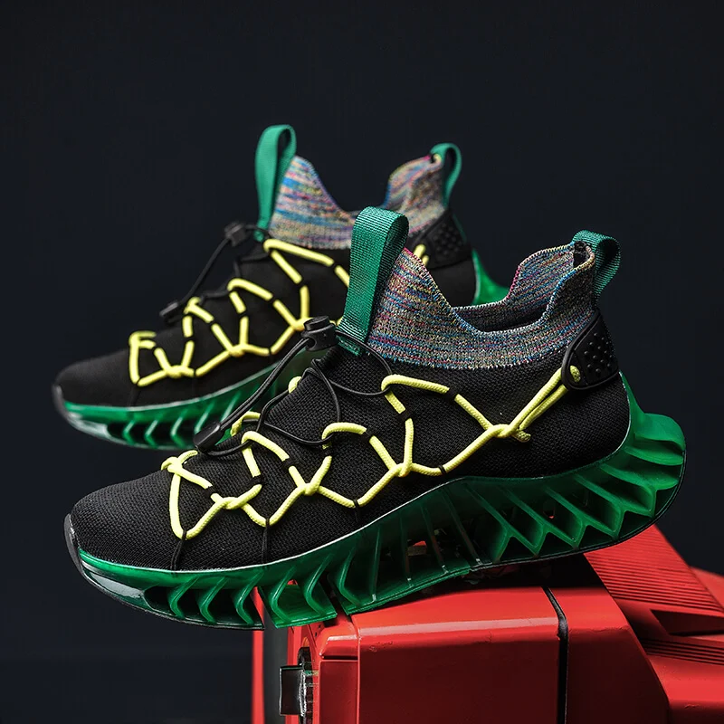 New Blade Cushioning Platform Running Shoes Men Mens Trainers Zapatillas Hombre Mesh Sports Shoes for Male Breathable Size 46