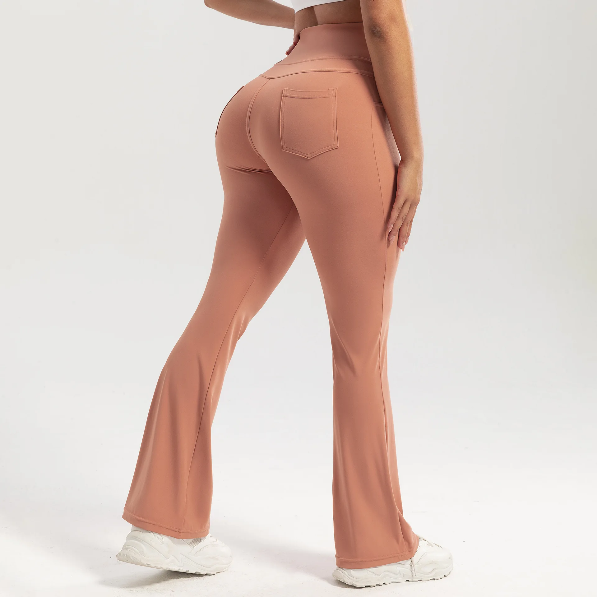 Женские брюки для йоги WANAYOU с задними карманами расклешенные спортивные колготки