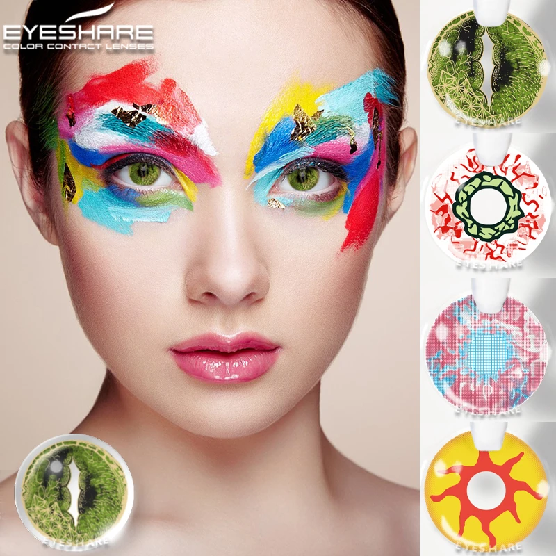 

2 шт., разноцветные линзы для глаз для косплея