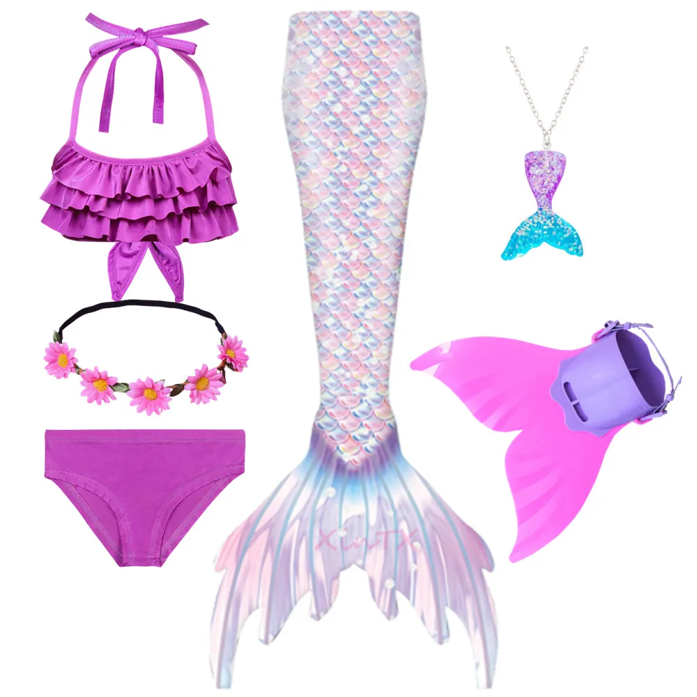 Girls Mermaid Tail Swimsuit  Children the Little Mermaid Costume Cosplay  Bikini Swimwear Set KID Swimming Dress