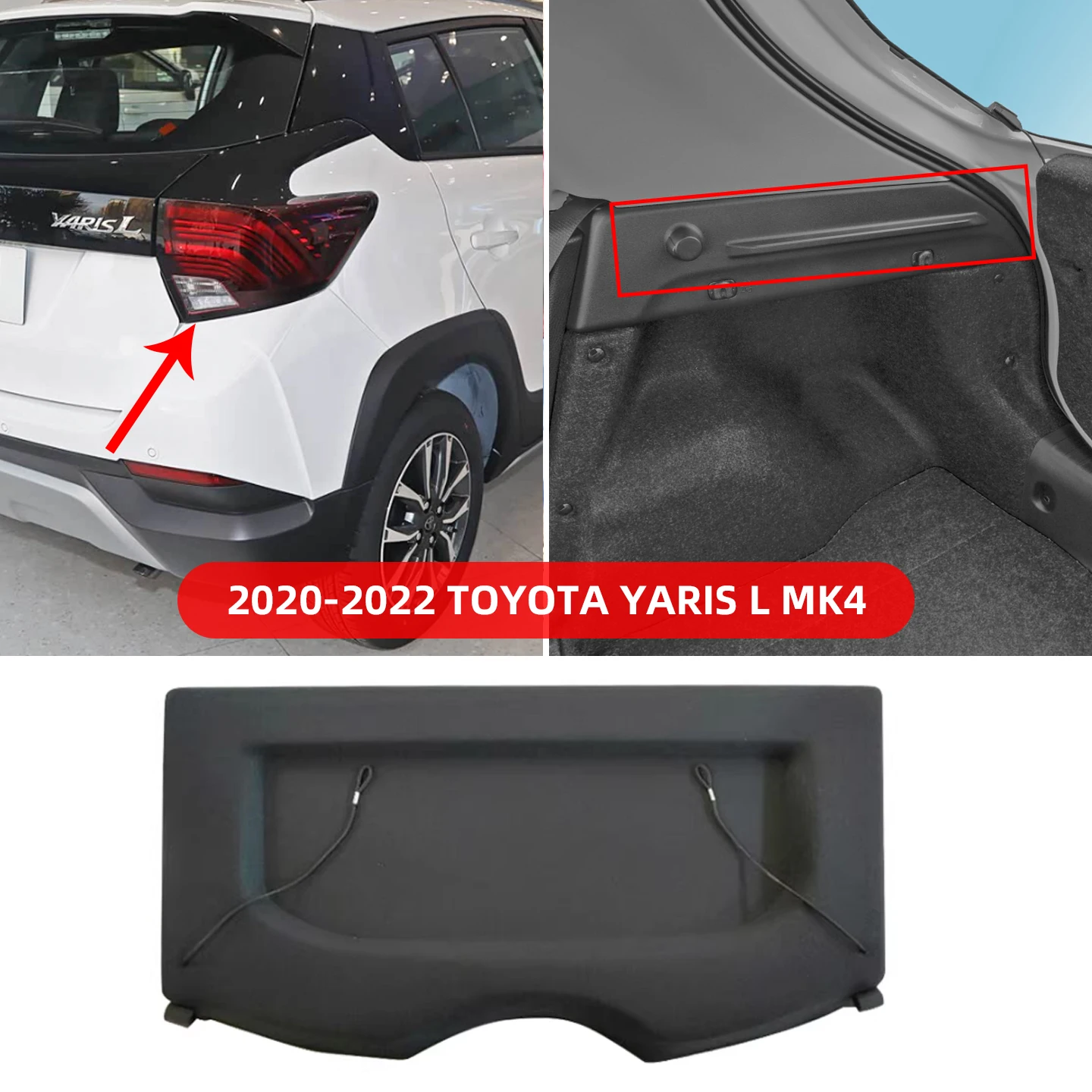 

Для Toyota Yaris 2012-2017 невыдвижная крышка багажника, стойка для посылок, щит для конфиденциальности, авто украшение, аксессуары для интерьера