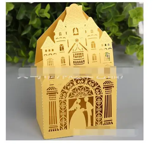 

50pcs/lot Laser Cut Candy Gift Boxes Wedding Favours Party Favors European style Church Wedding candy Box