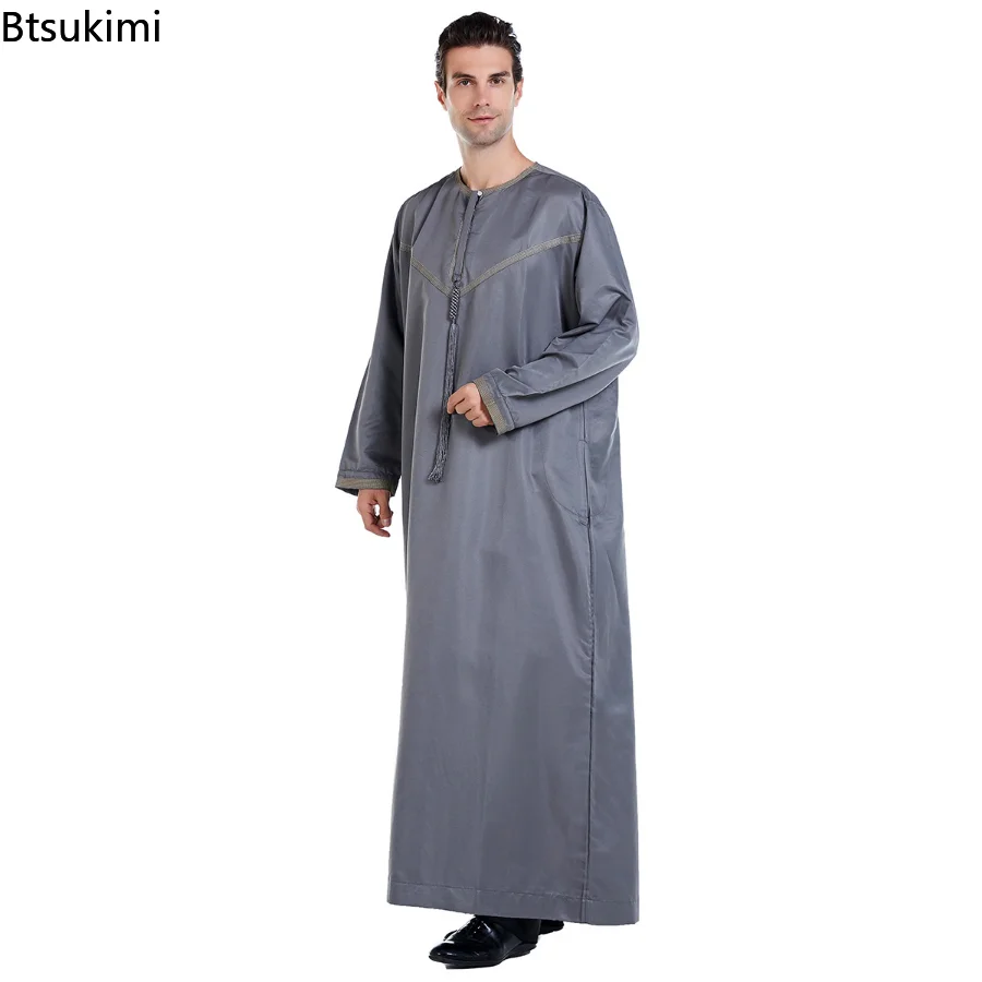 Muslim Men Ramadan Clothing Jubba Thobe Long Dress Pakistan Dubai Arab Djellaba Kaftan Abaya Islamic Prayer Robe Worship Service