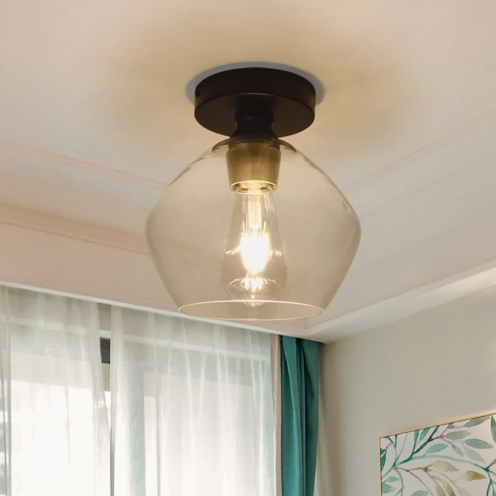

Светодиодные винтажные потолочные светильники Depuley 8,6 дюйма со стеклянным абажуром для ванной комнаты, прихожей, коридора, цоколя E26