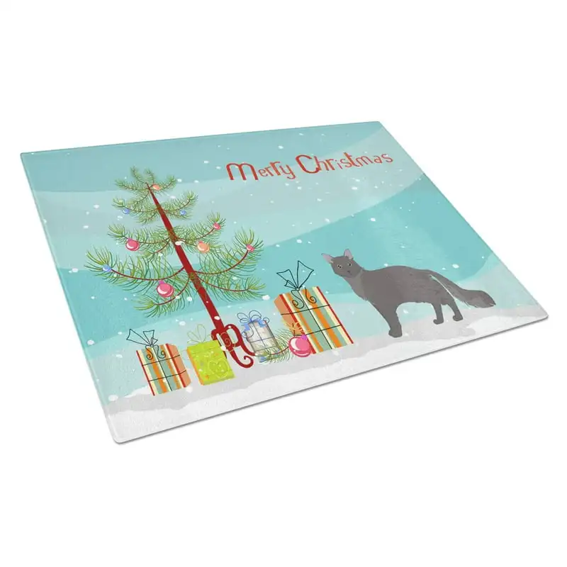 

Treasures CK4661LCB Nebelung 1 Cat Merry Christmas Glass Cutting Board Large, 12H x 16W, multicolor
