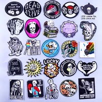 skull patch iron on patches for clothing thermoadhesive patches on clothes skeleton embroidery patch sewing badges hook loop diy