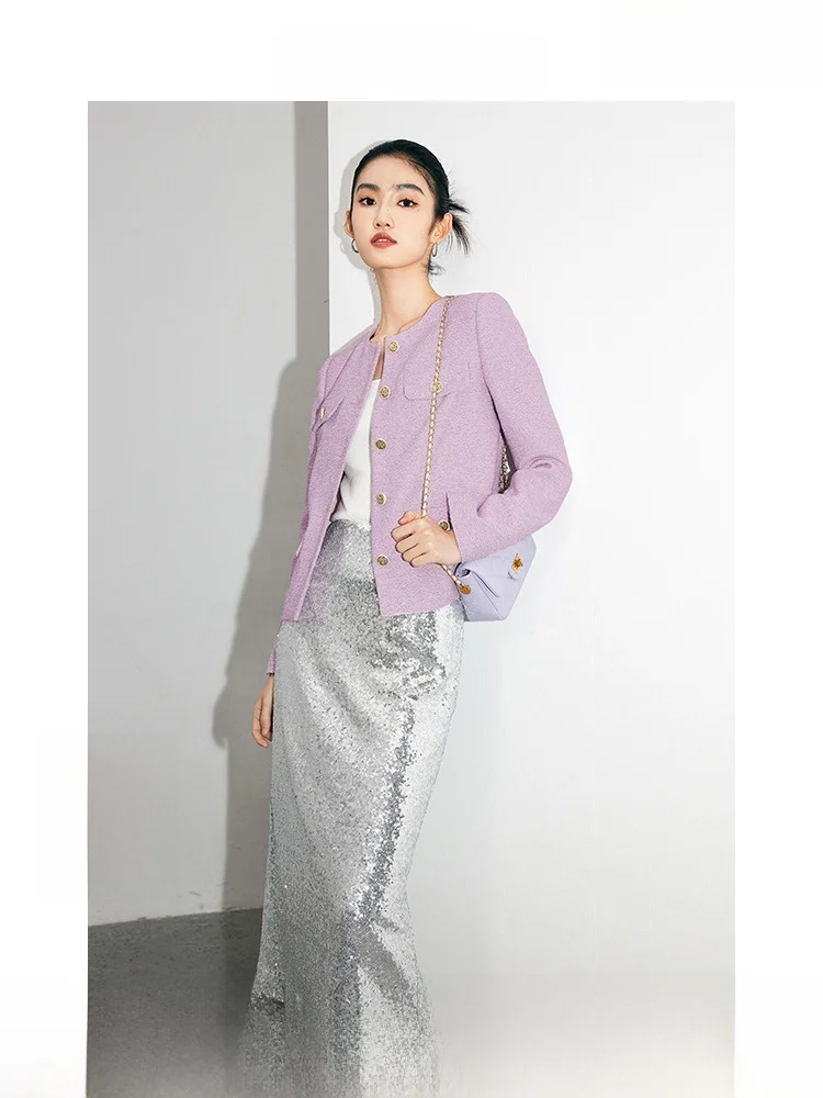 Mandyzhang Advanced Sense French sle Фиолетовая изящная верхняя одежда Женская весенняя мода в