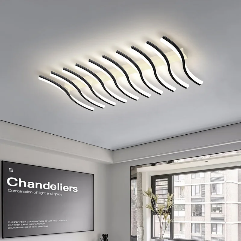 

White Black LED Acrylic Ceiling lights For bedroom dining living room kitchen indoor lighting lamps Decor fish bone dropshipping
