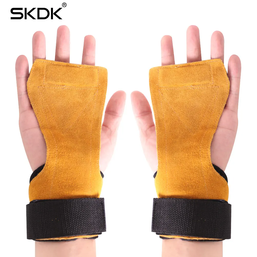 

Crossfit Leather Gloves Hand Grip Gymnastics Guard Palm Protectors Glove Pull Up Cowhide Weight Lifting Glove Handguards Weights