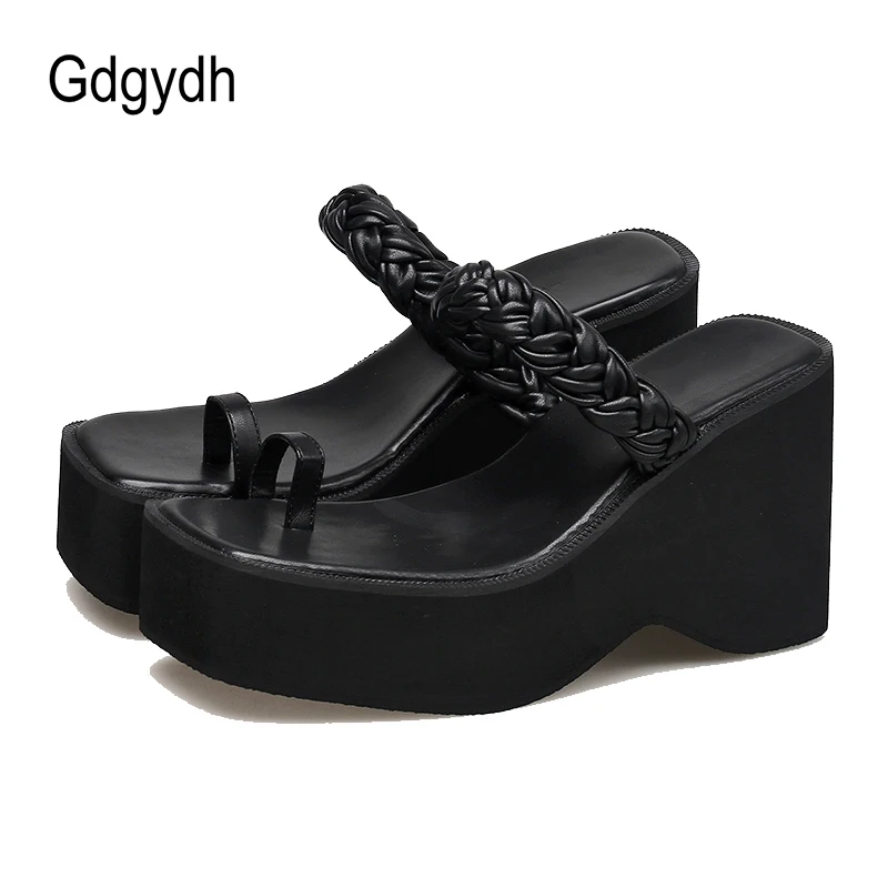 Gdgydh Women's Platform Wedge Sandals Stylish Open Toe Slip On Shoes Casual Outdoor Slide Sandals for Beach Backless Breathable
