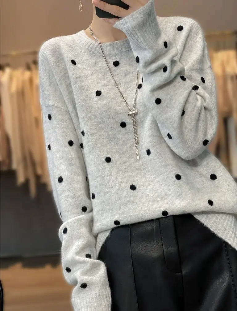 

Women New Handembroidered Casual And O-neck Korean Autumn 's Soft Winter 2022 Christmascashmere Loose Pullover Sweater Cashmere