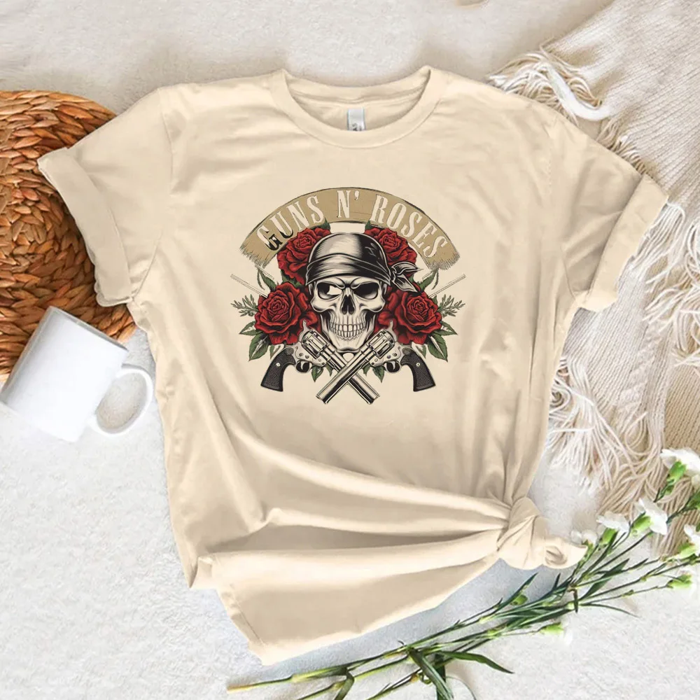 Женская повседневная одежда Guns n Футболка с розами летняя футболка рисунком