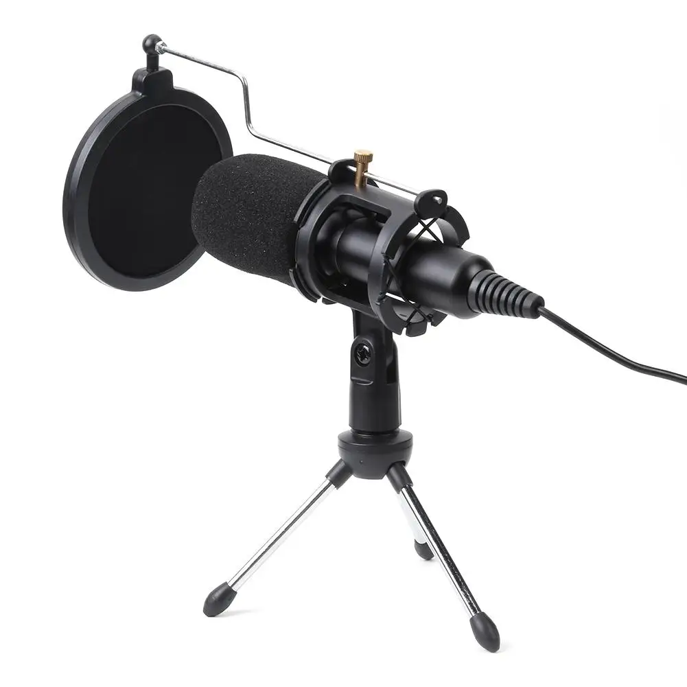 

Portable USB Desktop Microphone Wired Omnidirectional Condenser Microphone Studio Mic with Stand Clip for PC Computer