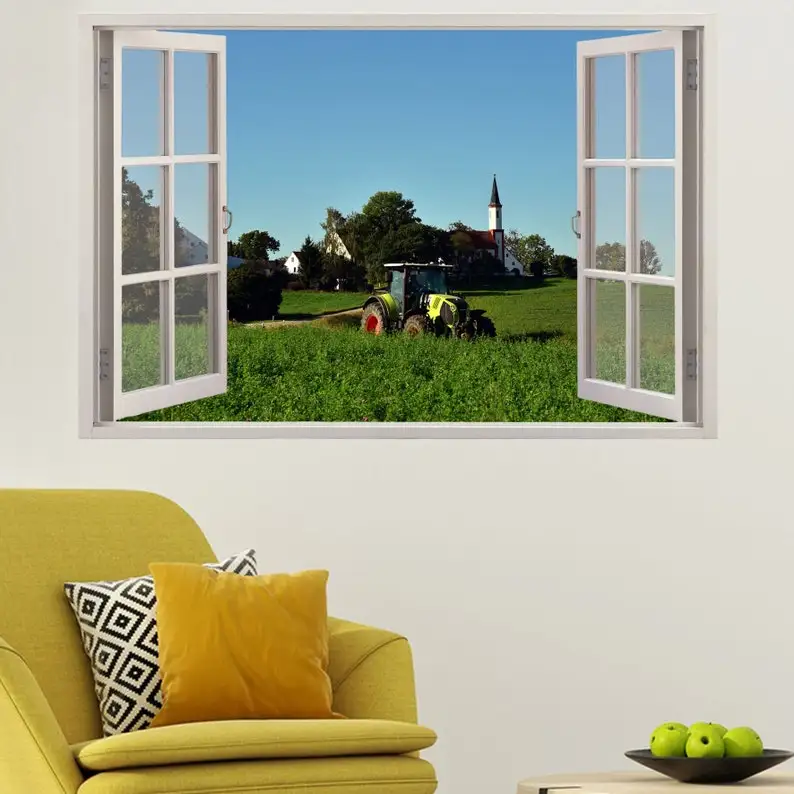 

Countryside Village Farm Modern Tractor Wall Sticker Art Poster Mural Transfer Decal Room Office Nursery Decor ID262