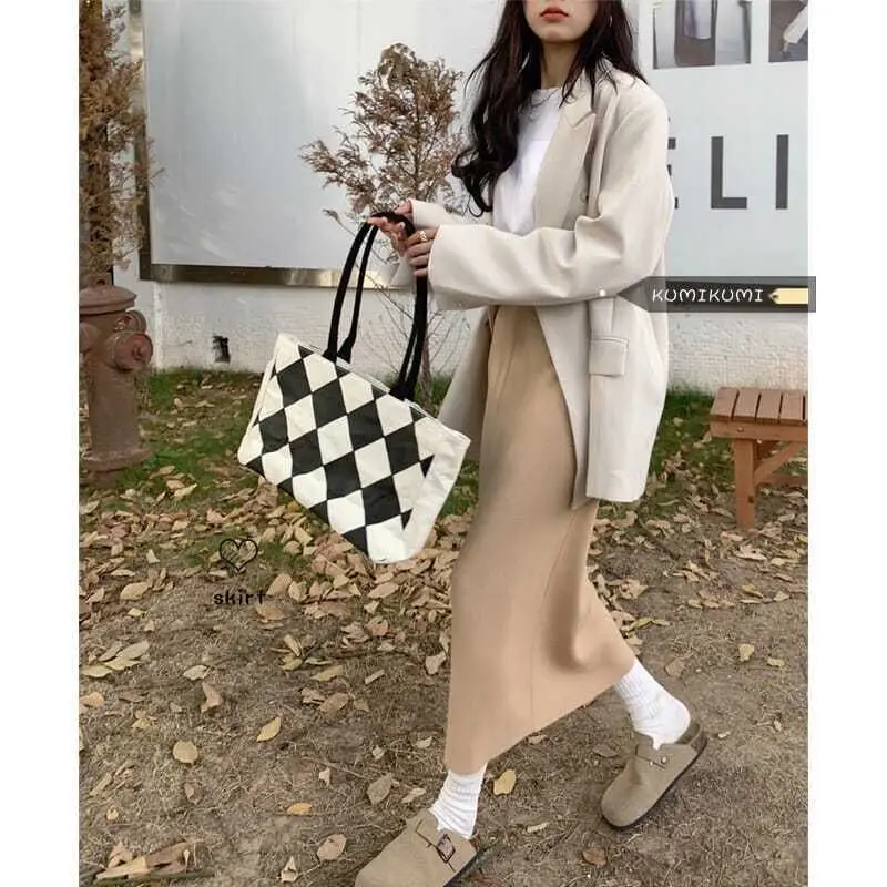 

Autumn Winter New Women's Plus Size High Waist Knitting Elegant Solid Skirts Female Fashion Loose Fit Midi Sweater Skirt Q17