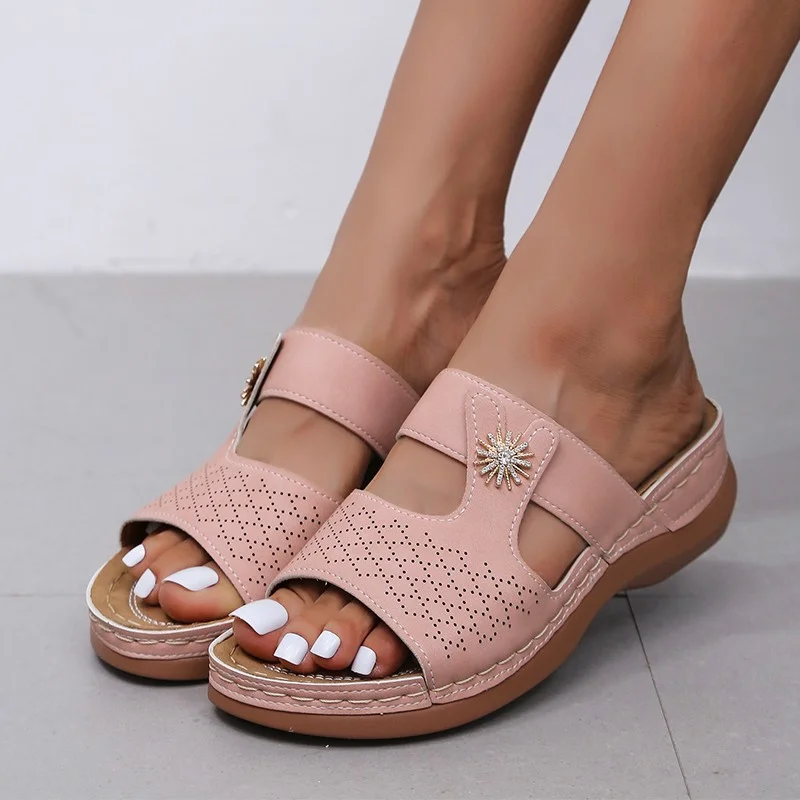 2023 Summer Women Sandals Breathable Lightweight Platform Wedge Slippers Fashion Casual Large Size Indoor Slippers Flip Flops