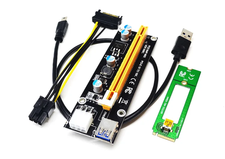

New 1X TO 16X M2 NGFF PCI-E PCI Express Extender Riser Card Adapter 60CM USB 3.0 Cable 6Pin Power Cable For Bitcoin Miner Mining