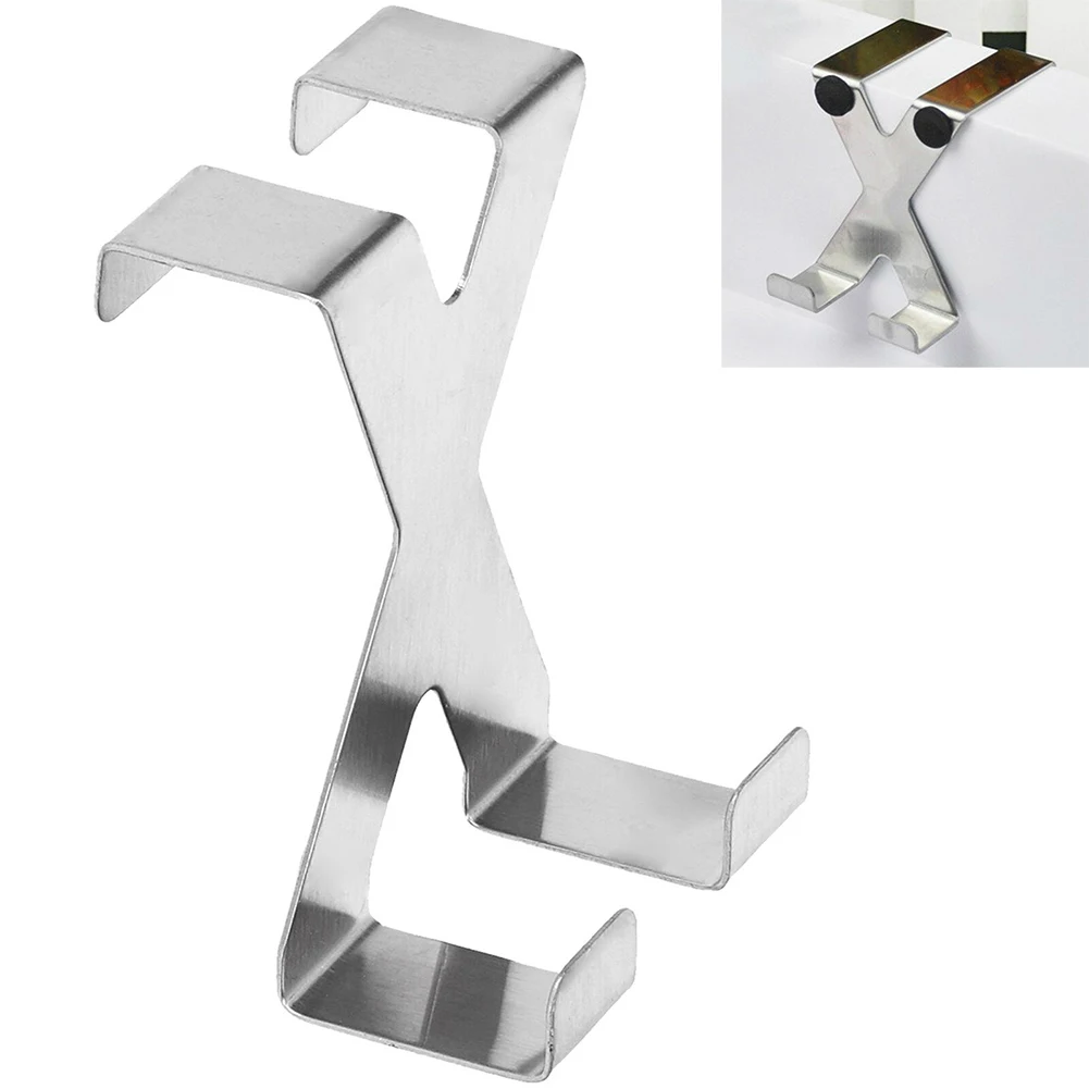 

2PCS Door Hook Stainless Steel Door Coat Rack Wardrobe Door Bathroom Clothes Hook Set Home Garden Household Supplies Cleaner