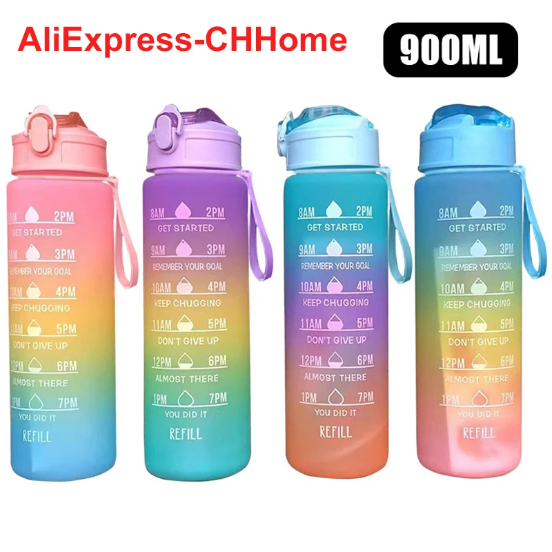 With Straw Motivational Water Bottle Leakproof Kids Bottle W