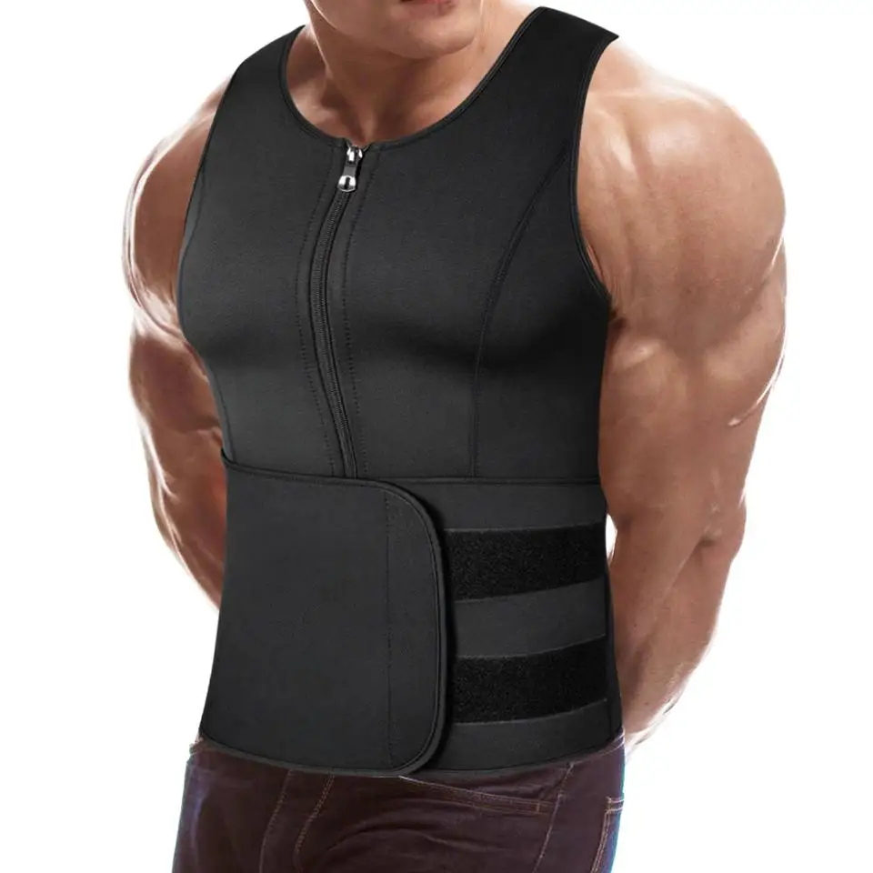 

Vest Corset Shirt Tank Vest Waist Zipper Trainer Neoprene Body Workout Compression Shaper Sauna Sweat Men Tops