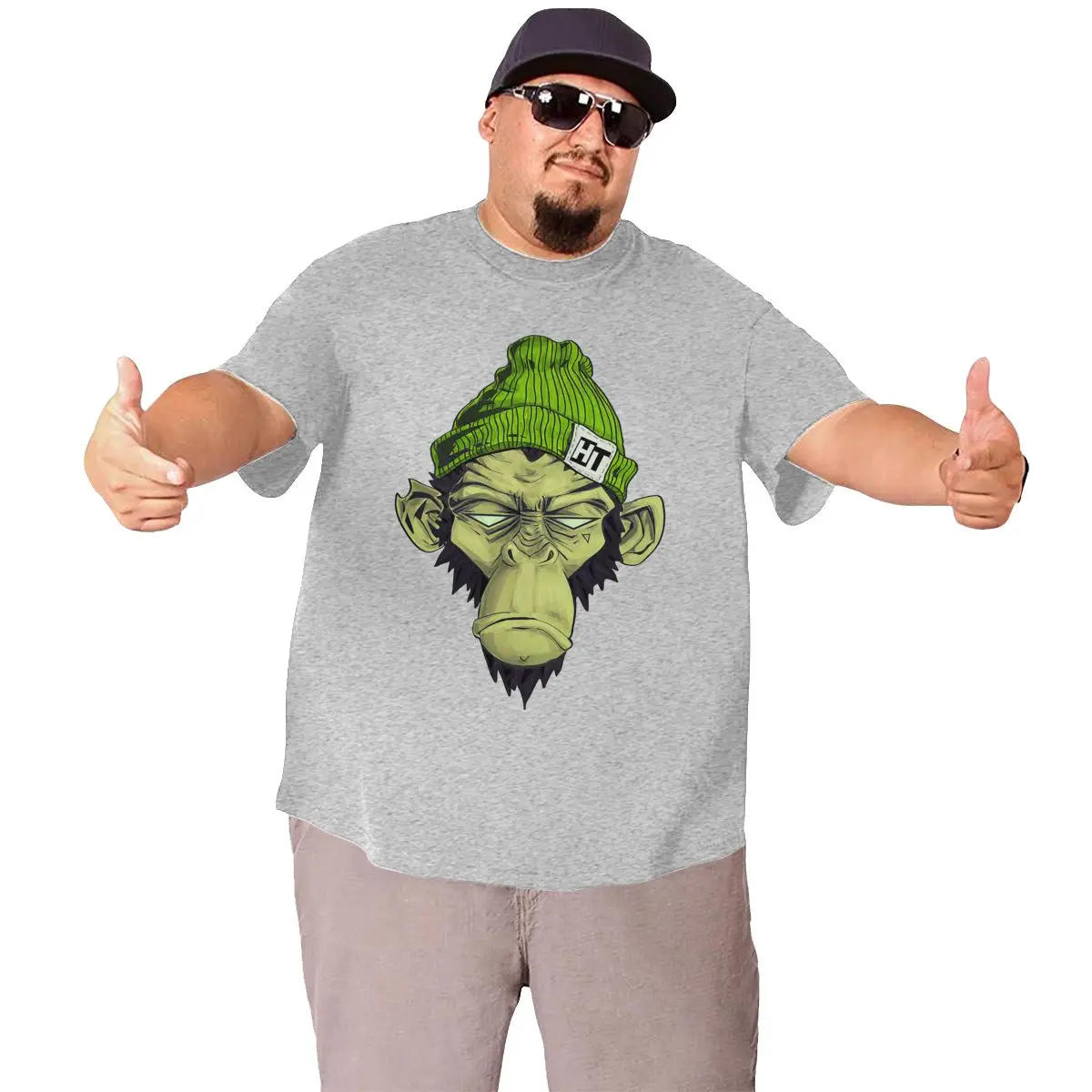 

Loose Large Plus Size T Shirts for Men Gray Cotton T-shirts Men's Short Sleeve Clothes High Street Printed Top Tee Clothing 2022