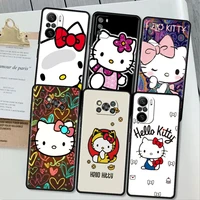 japan hello cat case for mi poco x3 x4 nfc m4 pro f3 gt m3 11t movil phone black funda f1 for redmi note 9s k40 9c cover