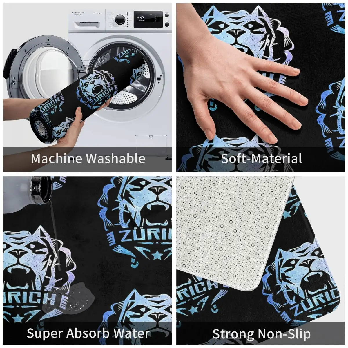 Zurich Fcz 40x60 см ковер полиэстер коврики ретро противоскользящие праздничные