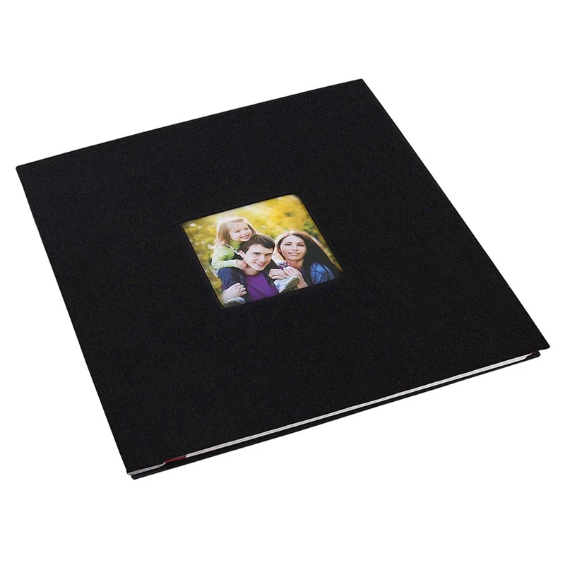 

2X Photo Album Self Adhesive Scrapbook For Wedding/Family/Lovers Linen Cover DIY Gift For Valentines Day Mothers Black