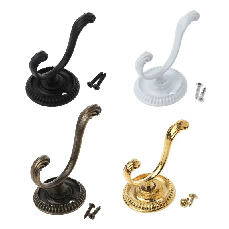 

Heavy Duty Wall Hooks Antique Hanger Sturdy Decorative Coat Racks Zinc Alloy Double Hook for Hanging Hats Towels Keys Dropship