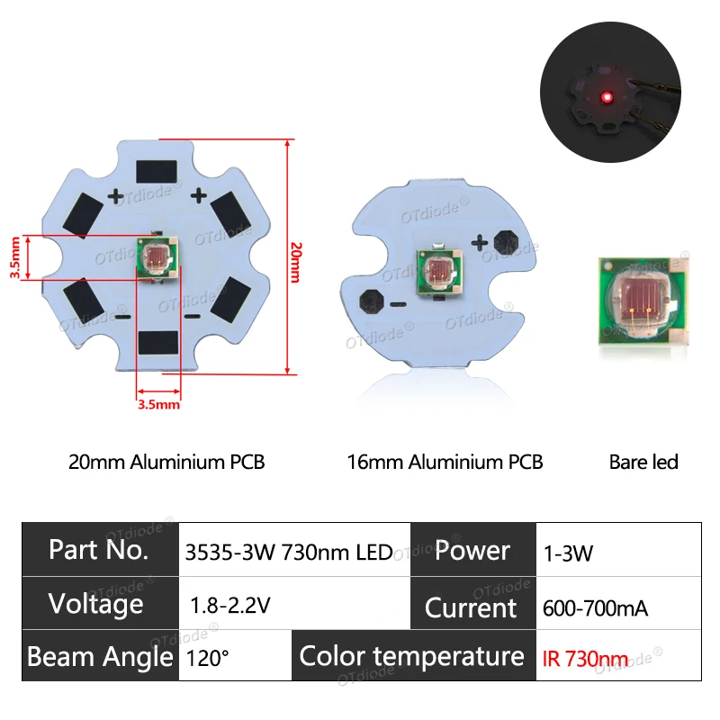 

OTdiode 3W 3535 IR LED лампы для роста растений