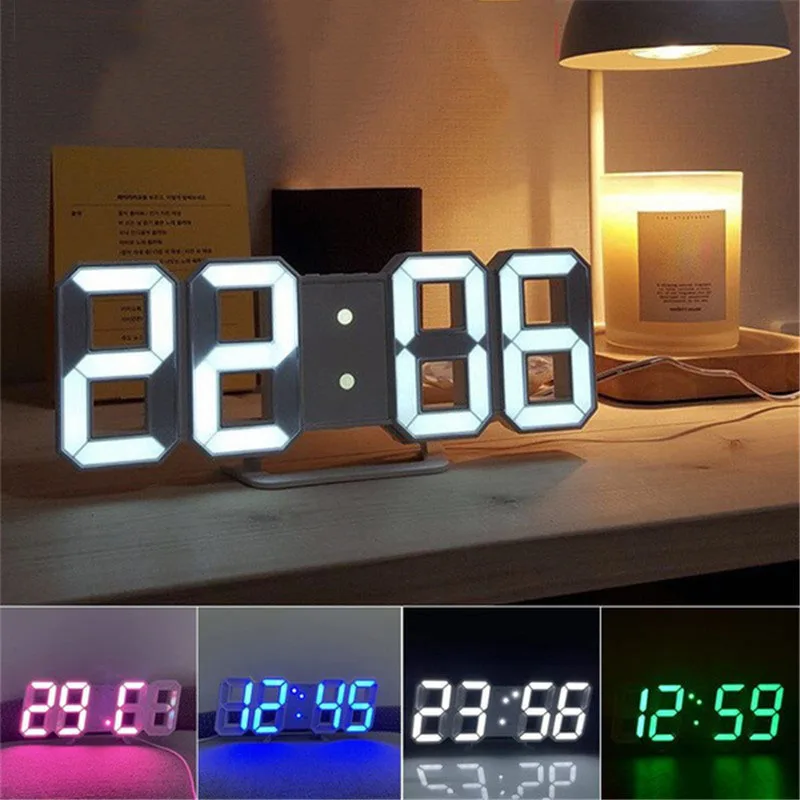 

3D LED Digital Clock Wall Deco Glowing Night Mode Adjustable Electronic Table Clock Wall Clock Decoration Living Room LED Clock