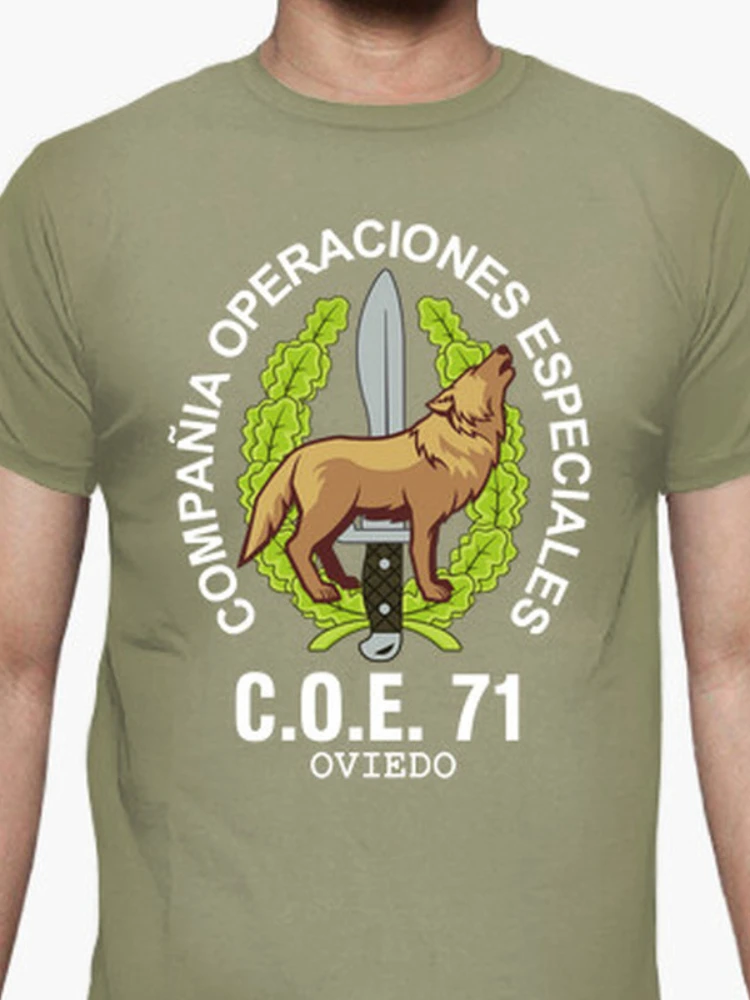 Испанская мужская футболка C.O.E OVIEDO Operaciones Especiales повседневная летняя с коротким