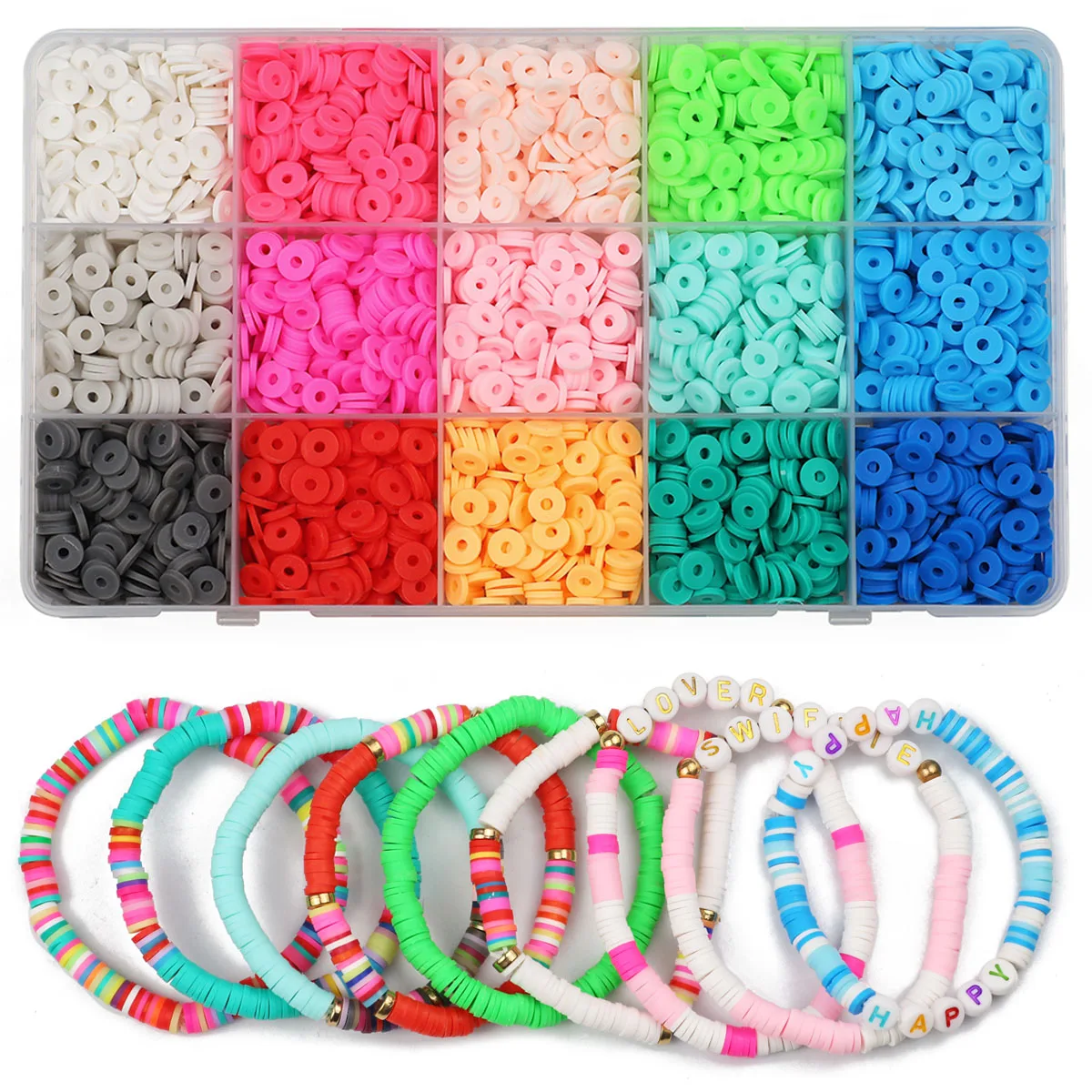 3000PCS Полимерная Глина Плоские Круглые Бусины Набор 6 мм Свободные Просторные Для