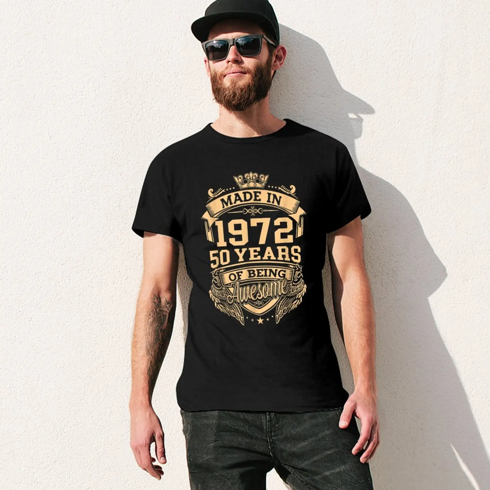100% Cotton Made In 1972 50 Years Of Being Awesome 50th Birthday  Men's Novelty T-Shirt Tee Streetwear Women Casual Harajuku