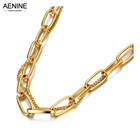 Ожерелье с подвеской AENINE в стиле хип-хопрок из титановой нержавеющей стали для женщин и мужчин, ожерелье с цепочкой и звеньями в стиле панк AN20307