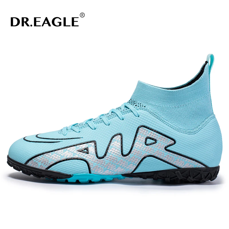 

DR.EAGLE Men Unisex Soccer Shoes Kids TF/FG High Ankle Football Boots Grass Cleats Footwear Professional Football Shoes Sneakers