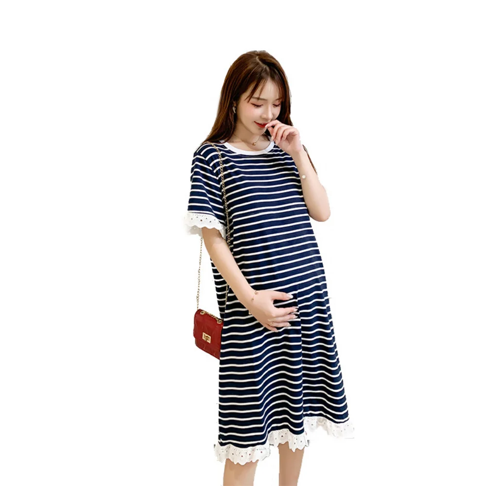 Women Summer Beach Dress Maternity Clothes Loose Striped Ruffles Sleeves Dresses Pregnancy Party Mini Dress Sundress Vestidos enlarge