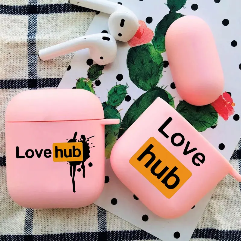 

Funny Love You Hub TV Approve Earphone Case For Charging Box For AirPods 1 2 3 Pro Luxury Pink wireless Bluetooth headphone case