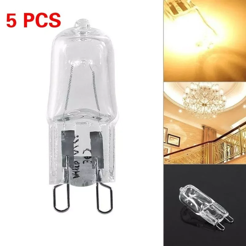 

NEW2022 5PCS Super Bright G9 Halogen Light Bulb 40w Halogen G9 110V/220V 2800K Warm White Indoor Clear Halogen G9 Lamp
