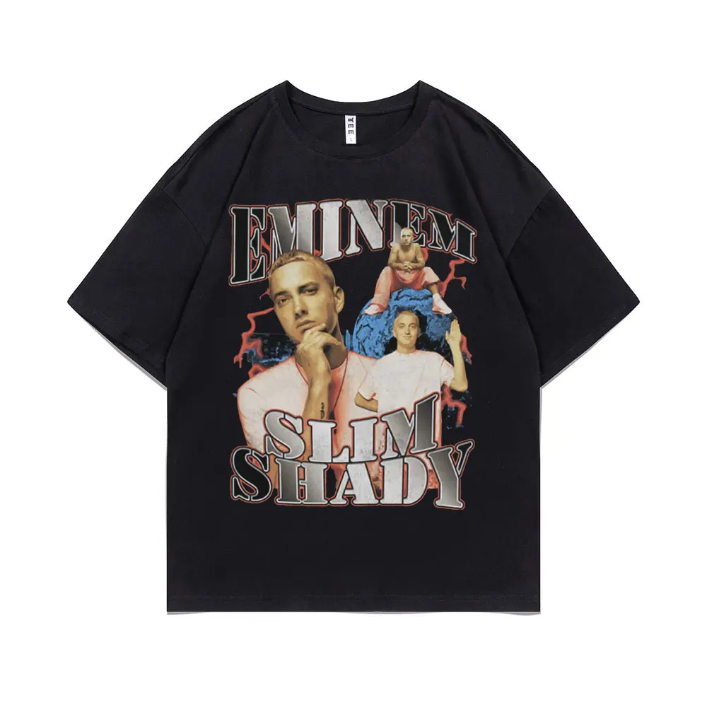

Rapper Eminem Slim Shady Oversized Graphic Tshirt Short Sleeve Streetwear Men Women Regular Tees Hip Hop Branded Men's T-shirts