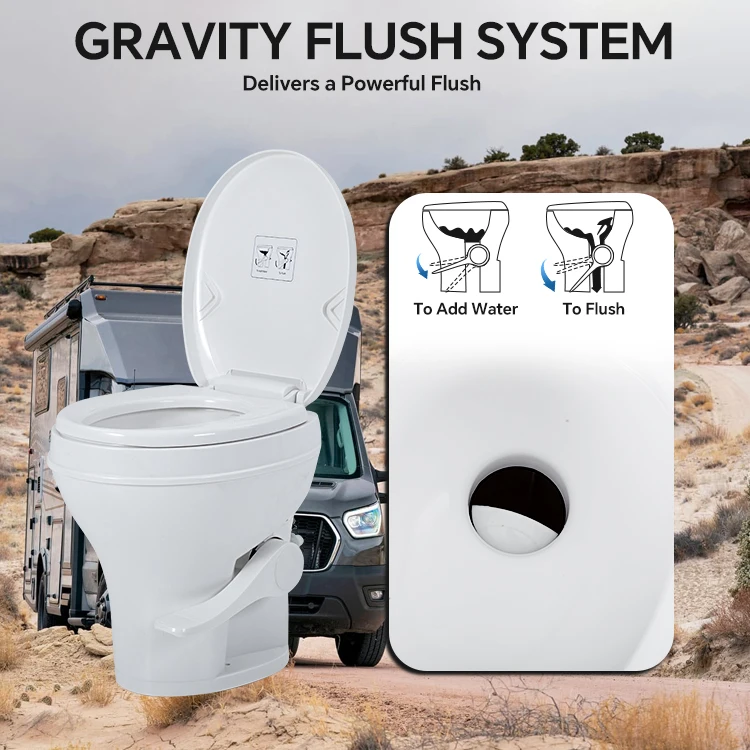 Фото Портативный туалет Airow HOMFUL Straight Flush для автодомов, лодок, морских судов, караванов, кемперов, из полипропилена, с водяным пистолетом №3