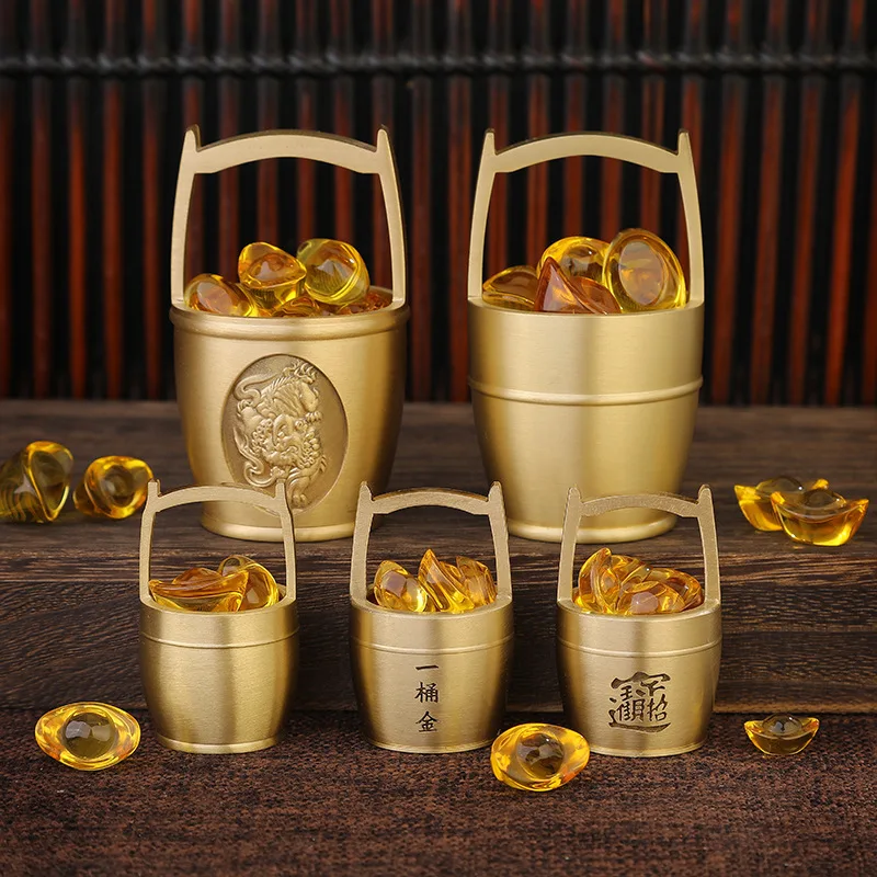 

Brass A Bucket of Gold To Attract Wealth, Small Copper Ware, Copper Handicraft Ornaments, Pure Copper Bucket Bucket of Gold