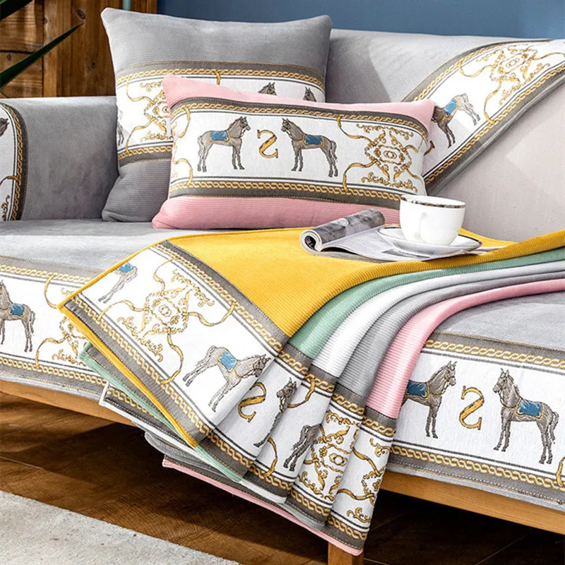 

Non-Slip Sofa Cover Four Seasons Cushion Cover L Corner Sofa Chenille Sofa Towel Solid Color Plush Couches for Living Room