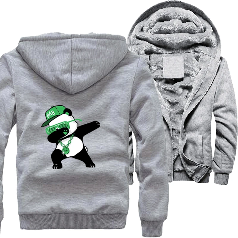 

Swag Dab Dabbing Hip Hop Panda Jackets For Men Winter Warm Fleece Jacket Zipper Hoodie Thicken Hoodies Sweatshirts Coat Clothing