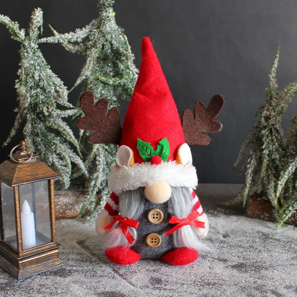 

Christmas Lattice Hat Forest Old Man Faceless Gnome Doll Gifts Xmas ornaments For Home Antlers Dwarf Rudolph Doll New Year 2023