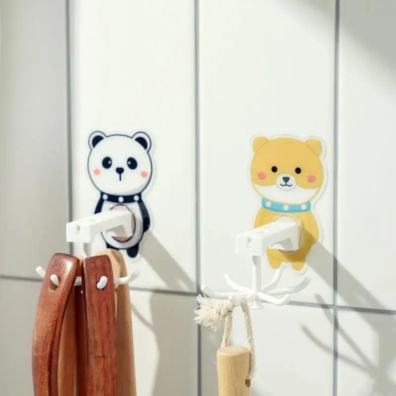 

360 Degrees Rotated Hooks Self Adhesive Home Wall Door Hook Hanging Rack Accroche Clef Mural Crochets De Salle De Bain Hooks