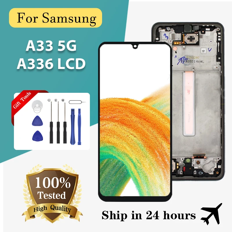 

Brand New 6.4 Inch A336 Display For Samsung Galaxy A33 5G LCD Touch Digitizer Assembly A336B A336E Screen Replacement With Frame