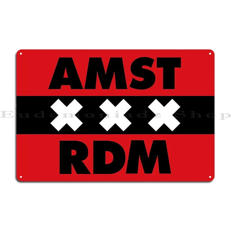 Амстердам andamp Красный флаг 3 Металлический плакат Постер для клуба бара гаража