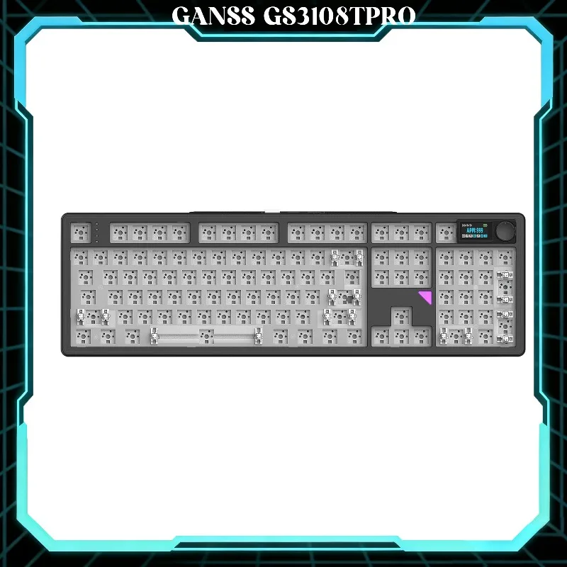 Фото Механическая клавиатура GANSS GS3108T Pro, три режима подключения (Bluetooth, 2.4G), 108 клавиш, с возможностью горячей замены, RGB-подсветка, полноразмерная, настраиваемая, Barebone №1