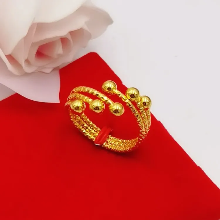 

24K Gold Color Finger Rings for Women Multi Beads Open Ring Adjustable Party Valentine's Day Birthday Fine Jewelry Gifts